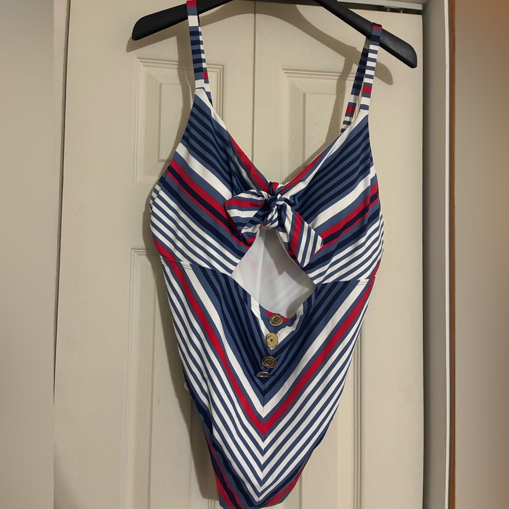 Time and Tru Blue and Red Swimsuit